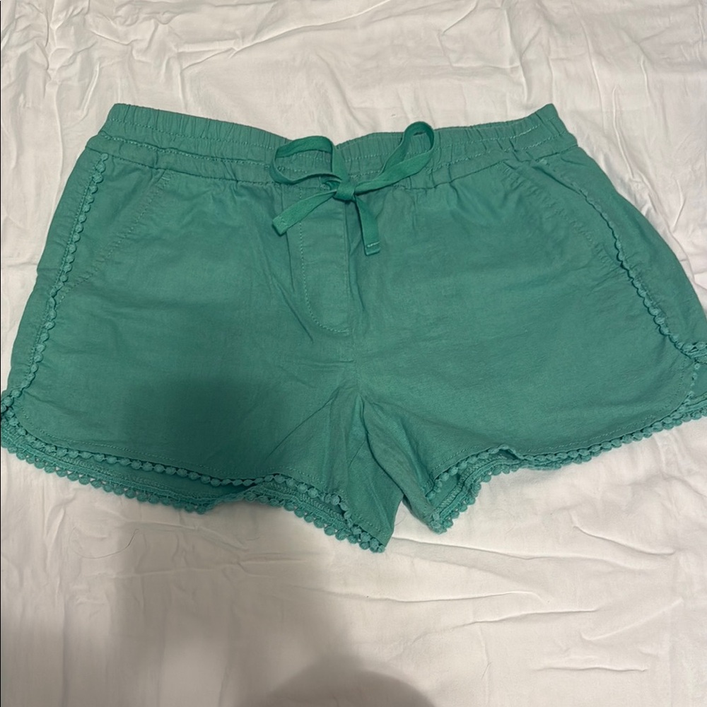 LOFT Green High Waist Shorts with Elastic Waistband